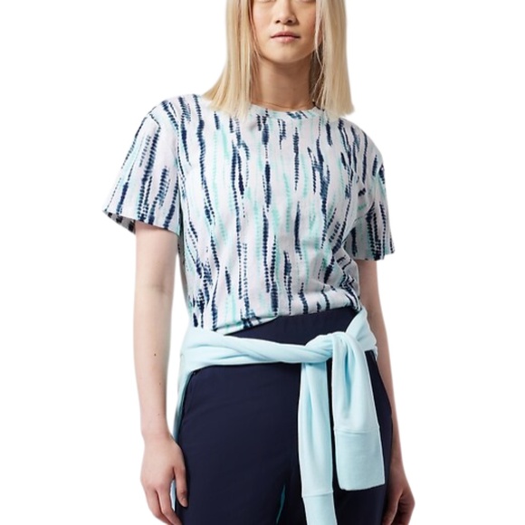 Athleta Tops - Athleta Organic Daily Relaxed Black Teal Short Sleeve T-Shirt Size L